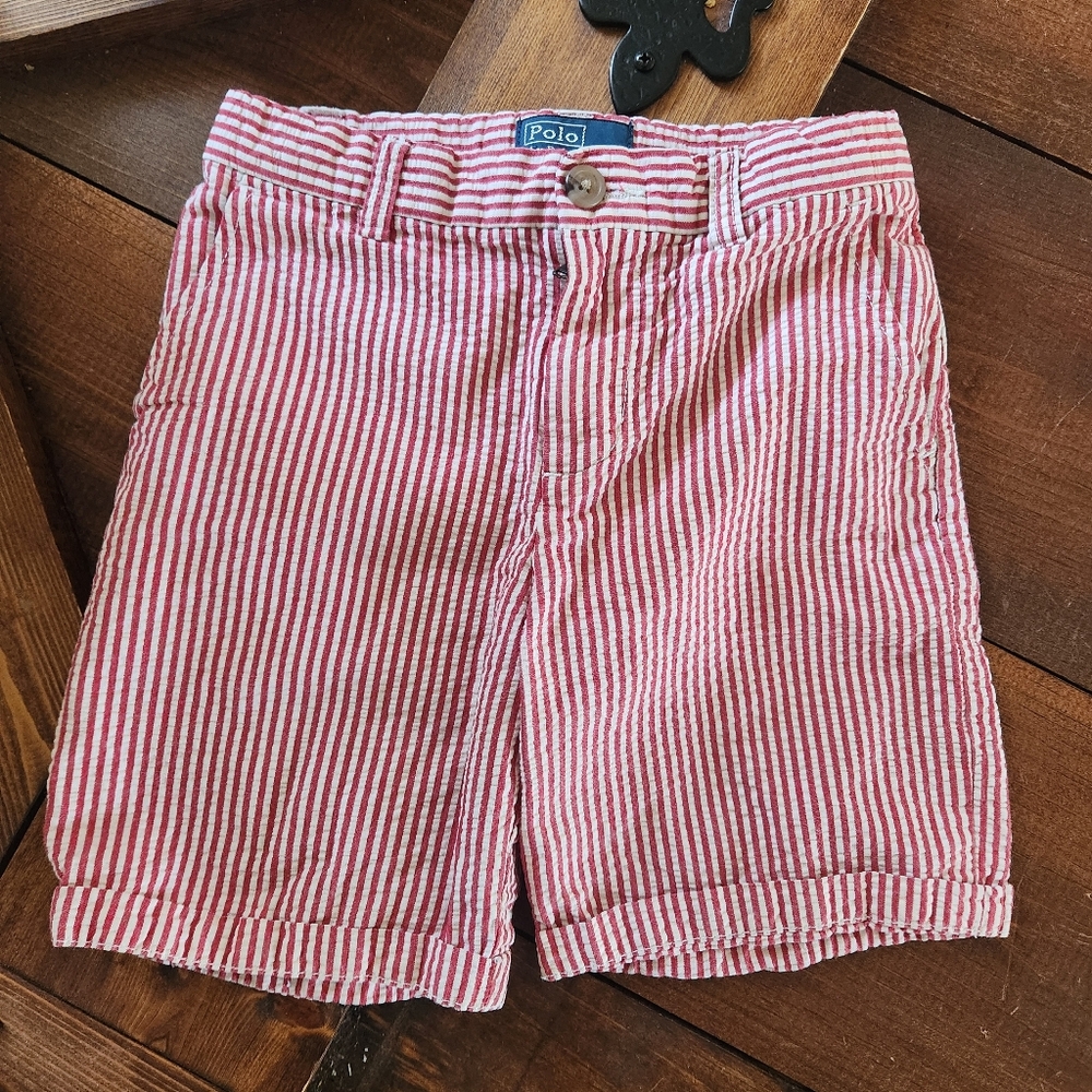 Polo Ralph Lauren Red Seersucker Chino Shorts Size 6